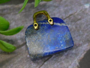 Lapis Lazuli Stone Pendant With Gold-Tone Handle Design