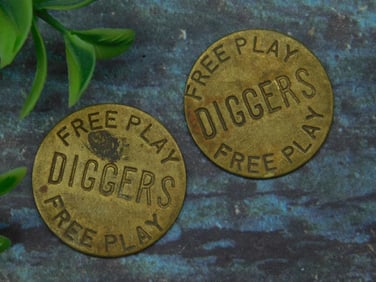 Set of 2 Brass Diggers Free Play Tokens