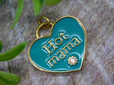 Heart-Shaped Hot Mama Pendant in Blue and Gold