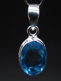 Oval Blue Topaz Pendant