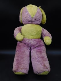 Two-Tone Plush Doll With Purple and Yellow Design