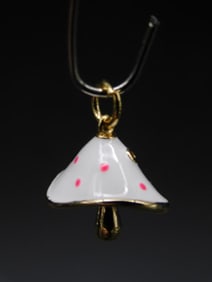 Gold MUSHROOM-Shaped Charm With Enamel