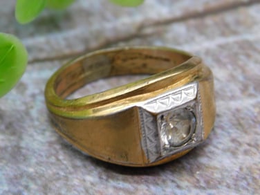 20K Gold-Filled Ring With Clear Stone, Size 11
