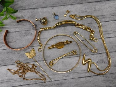 Assorted Gold-Tone Jewelry Lot with Various Pieces