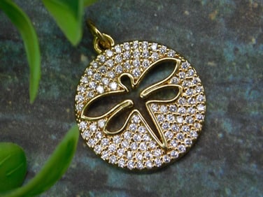 Gold-Tone Dragonfly Pendant with Clear Crystals
