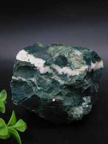 Green And White Mineral Specimen With Inclusion Details