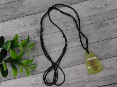 Green Pendant Necklace with Scorpion Encased