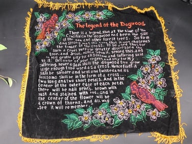 Embroidered Dogwood Legend Wall Hanging