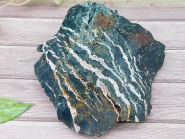 Green Jasper Stone With White Veining