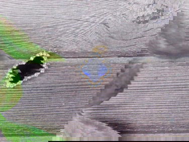 Gold-Tone Pendant with Blue Stone and Clear Accents