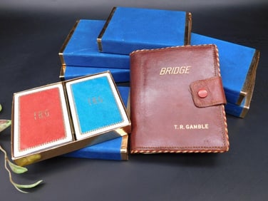 Personalized Leather Bridge Set With Playing Cards