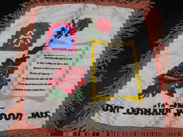 Fort Leonard Wood 5th Army Textile with Poem and Roses