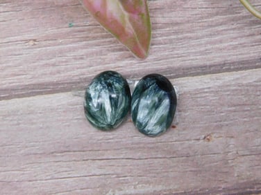 Pair of Green Gemstone Cabochons for Jewelry-Making