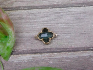 Gold-Tone Green Pendant with Double Loops