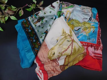 Set of Colorful Printed Scarves with Various Designs