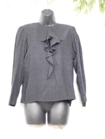 PURE ARGENTI BLACK BLOUSE WITH RUFFLES SIZE 4 VINTAGE CLOTHING