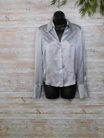 JONES NEW YORK SILVER BLOUSE VINTAGE CLOTHING
