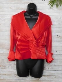 JESSICA HOWARD EVENINGS RED WRAP TOP VINTAGE CLOTHING