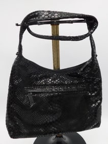 PINKY BLACK SNAKESKIN STYLE PURSE VINTAGE ACCESSORY