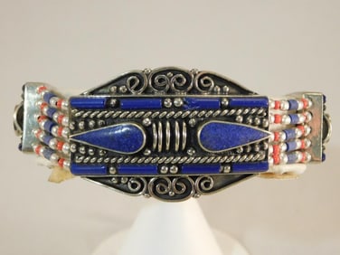 LAPIS AND RED CORAL BRACELET ROCK STONE LAPIDARY SPECIMEN