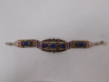 LAPIS LAZULI AND RED CORAL BRACELET ROCK STONE LAPIDARY SPECIMEN