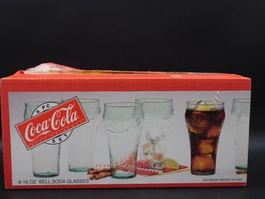 COCA-COLA 8 PIECE SET BELL SODA GLASSES