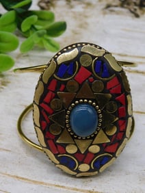 MIXED STONE METAL CUFF BRACELET