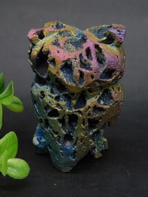 DRUZY TITANIUM OWL ROCK STONE LAPIDARY SPECIMEN