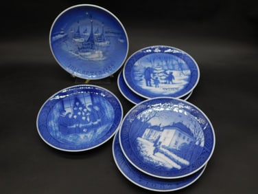 B&G KJOBENHAVN DENMARK PLATES SET OF 6 VINTAGE ANTIQUE