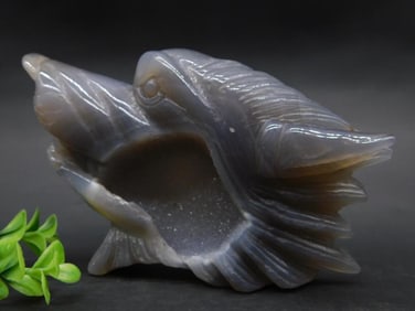 DRUZY AGATE WOLF STATUE ROCK STONE LAPIDARY SPECIMEN