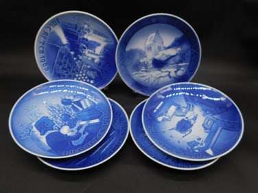 ROYAL COPENHAGEN PLATES LOT OF 6 VINTAGE ANTIQUE