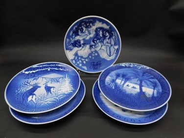 ROYAL COPENHAGEN PLATES LOT OF 5 VINTAGE ANTIQUE