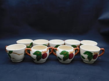 FRANCISCAN APPLE PATTERN CUPS SET OF 9 VINTAGE ANTIQUE