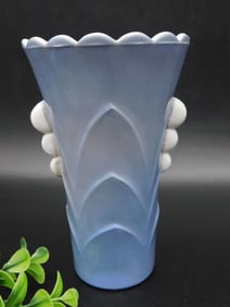 BLUE MILK GLASS ART DECO VASE VINTAGE ANTIQUE