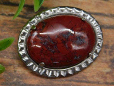 BRECCIATED JASPER BROOCH ROCK STONE LAPIDARY SPECIMEN