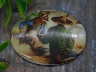 Oval Decorative Porcelain Piece with Scene