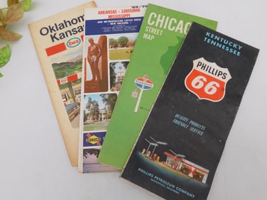 Lot of 4 Vintage Gas Station Road Maps
