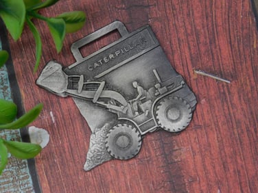Caterpillar Metal WATCH FOB with Loader Design VINTAGE ANTIQUE