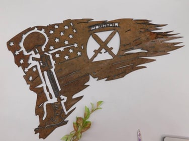 Rustic Metal Wall Art Featuring Military Tribute Design