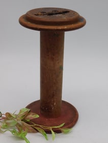 Wooden Industrial Spool with Metal Fittings