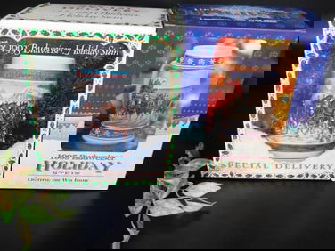 1993 and 1995 Budweiser Holiday Steins in Original Boxes