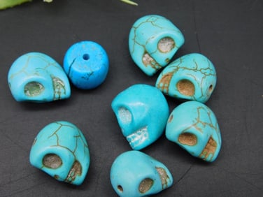 Collection of Turquoise Skull Beads