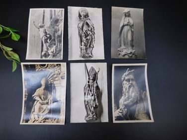 Set of 6 Black and White Religious Sculpture Photographs