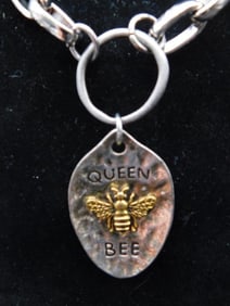 Silver-Tone Chain Bracelet with Queen Bee Pendant