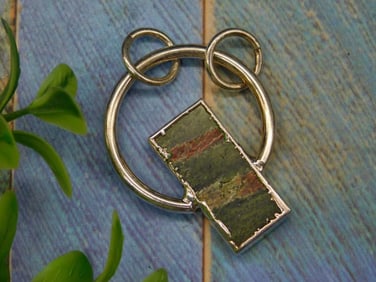 Silver Ring with Rectangular Multicolor Inlay Stone