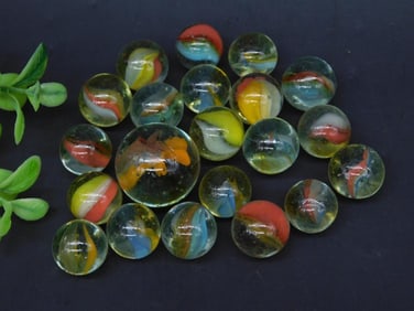 Mixed Glass Marbles with Multicolor Swirls