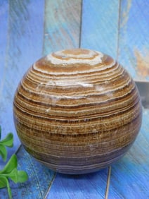 Polished Banded Stone Sphere With Display Weight