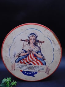 Round Tin with Patriotic Design and Pledge of Allegiance