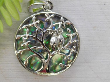 ABALONE STONE TREE PENDANT ROCK STONE LAPIDARY SPECIMEN