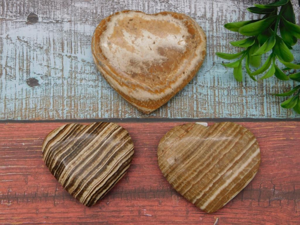 BANDED JASPER HEARTS ROCK STONE LAPIDARY SPECIMEN: BANDED JASPER HEARTS ROCK STONE LAPIDARY SPECIMEN